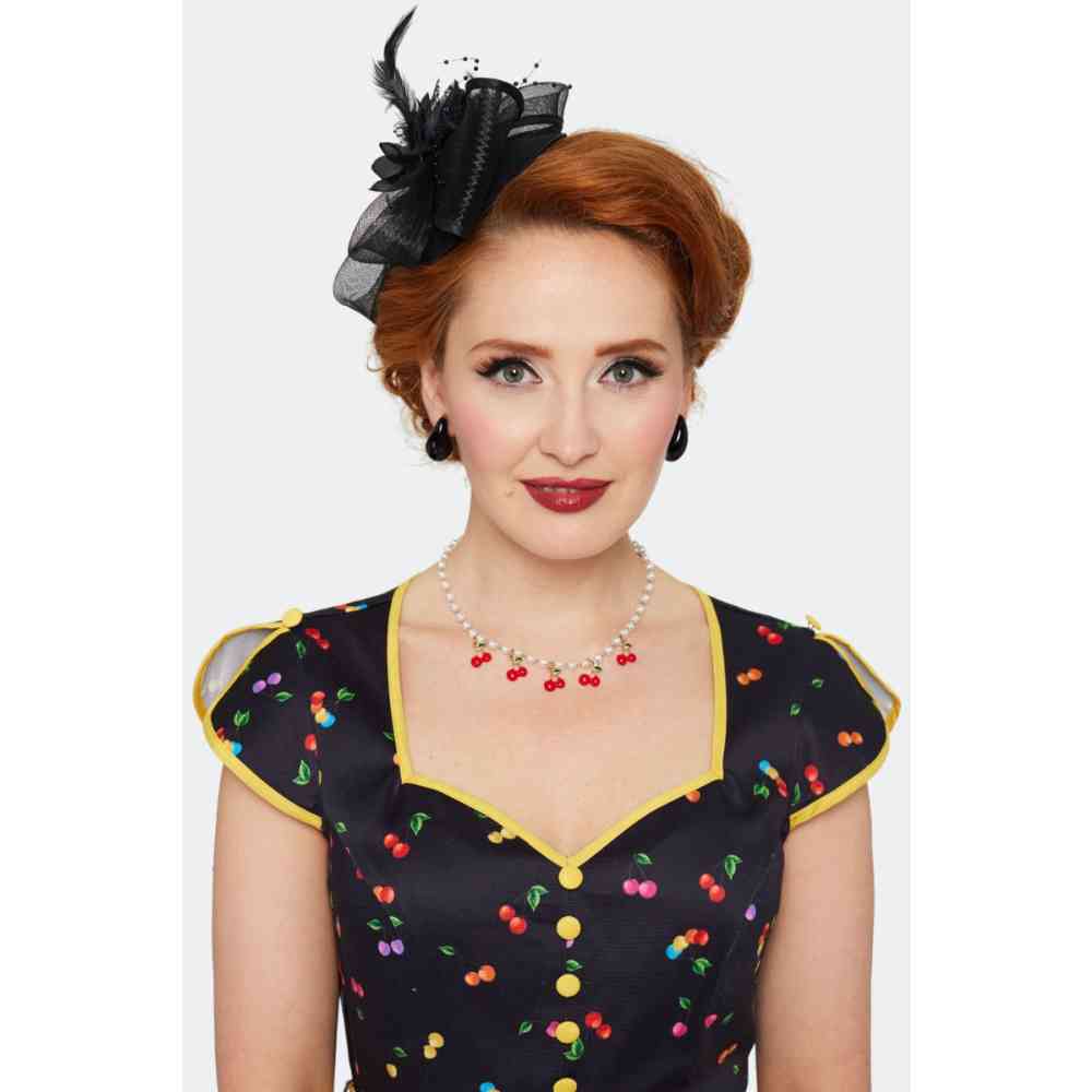 Voodoo Vixen - Feather And Flower Embellished Fascinator - Black